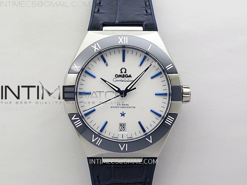 Constellation 41mm SSBlue Ceramic Bezel VSF 11 Best Edition White Dial on Blue Gummy Strap A8900