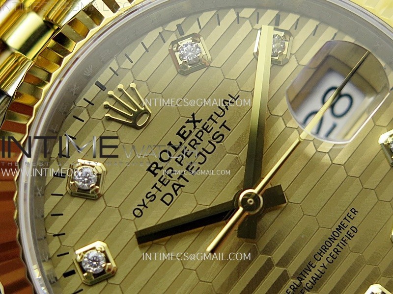 DateJust 36 SS 126233 904L SSYG VSF 11 Best Edition Gold Fluted Dial Diamonds Markers on Jubilee Bracelet VS3235