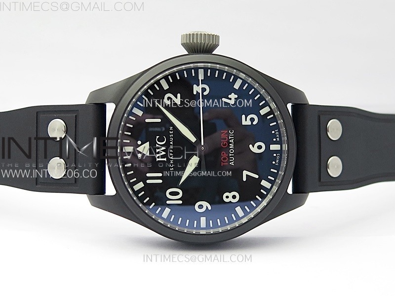 BIG PILOT IW329801 REAL CERAMIC M+F 11 BEST EDITION BLACK DIAL ON BLACK RUBBER STRAP SEIKO 8N-24