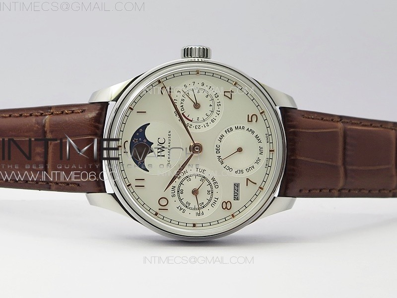 Portuguese IW503307 Real PR SS APSF 11 Best Edition White Dial On Brown Leather Strap A52610