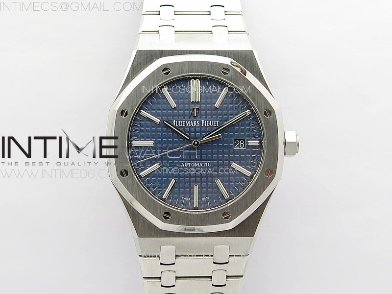 Royal Oak 41mm 15400 SS APSF 11 Best Edition Blue Textured Dial on SS Bracelet A3120 Super Clone V3