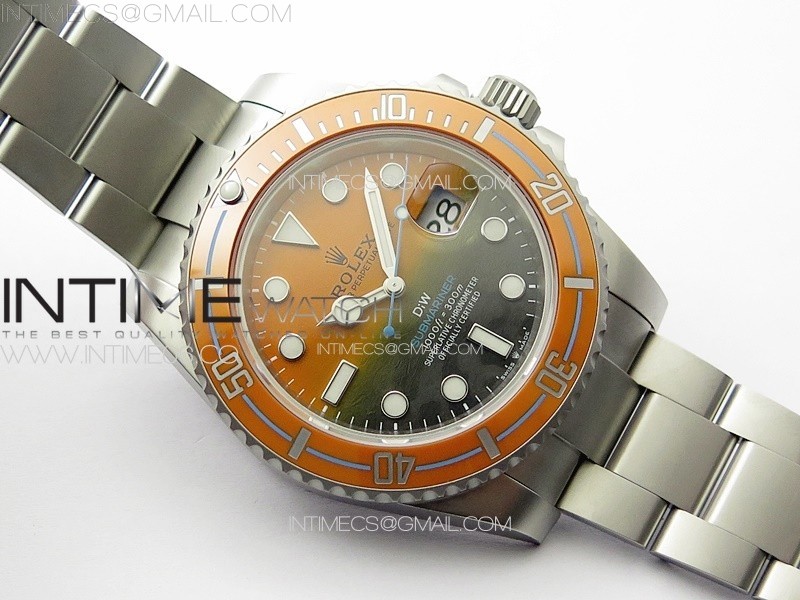 Submariner DIW Sandblasted VSF 11 Best Edition Orange Ceramic Bezel OrangeBlack Dial on SS Bracelet VS3135