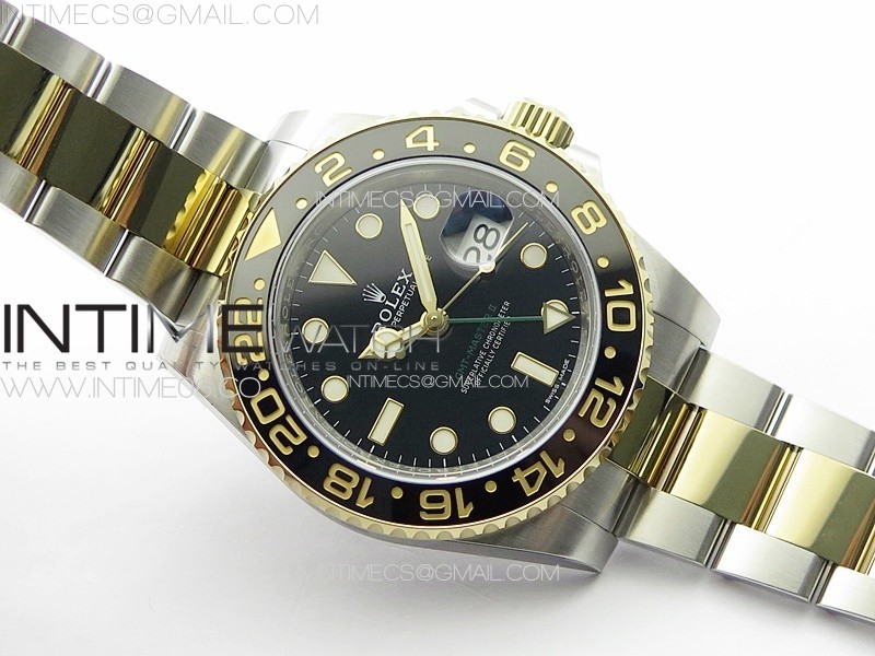 GMT Master II 116713 LN 904L SSYG Clean Factory 11 Best Edition Black Dial on Oyster Bracelet SA3186 CHS