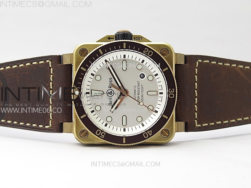 BR 03-92 Diver Ceramic Bezel Bronze B12 11 Best Edition Green Dial on Brown Leather Strap MIYOTA 9015 (Free Rubber Strap)