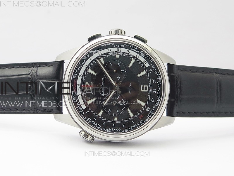 POLARIS CHRONO SS HKF BEST EDITION BLACK DIAL ON BLACK LEATHER STRAP A752A