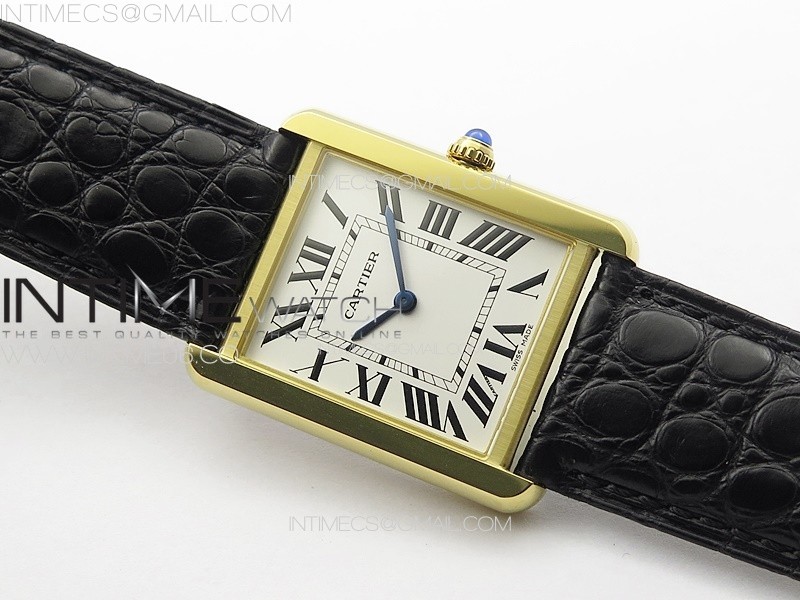 TANK SOLO LADIES 28MM YG K11F 11 BEST EDITION WHITE DIAL ON BLACK COROC LEATHER STRAP RONDA QUARTZ