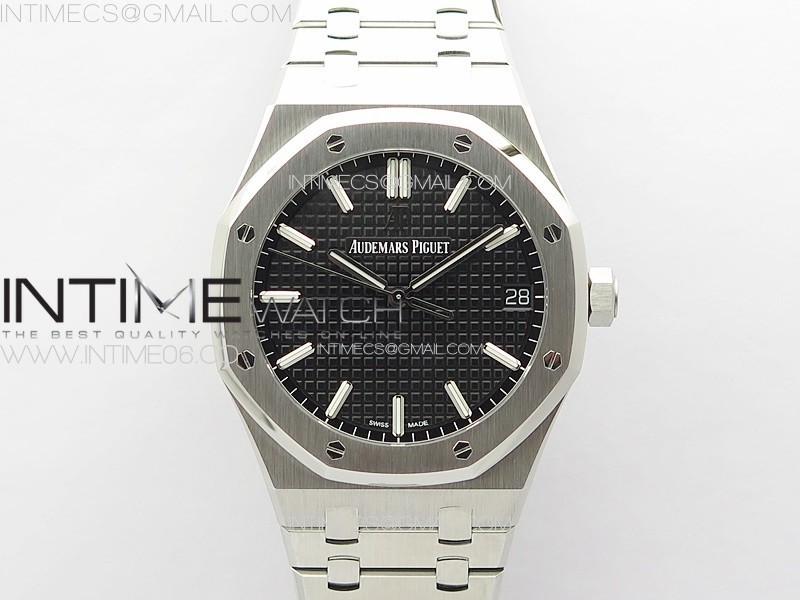 Royal Oak 41mm 15500 SS ZF 11 Best Edition Black Textured Dial on SS Bracelet A4302 Super Clone V3