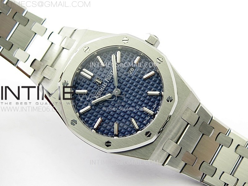 Lady Royal Oak 33mm 67651 SS ZF 11 Best Edition Blue Textured Dial on SS Bracelet RONDA Quartz