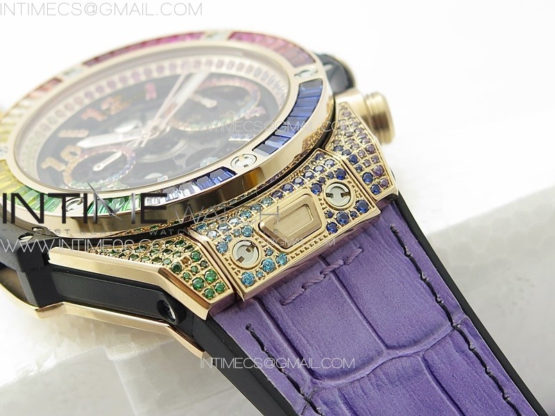 BIG BANG UNICO RAINBOW KING RG 45MM ZF 11 BEST EDITION ON RAINBOW GUMMY STRAP A1242