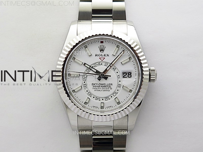 Sky-Dweller 326934 904L SS ZF 11 Best Edition White Dial on SS Bracelet Asian 2824