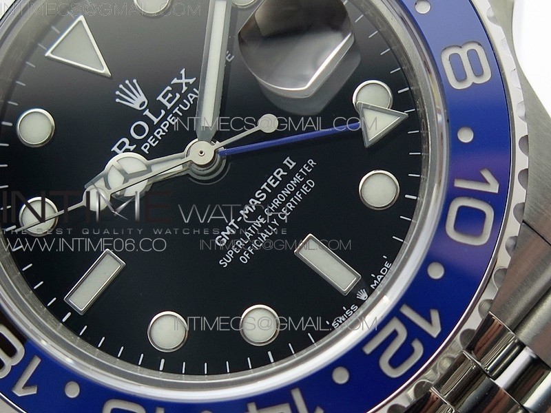 GMT-Master II 126710 BlackBlue Ceramic Bezel 904L SS GMF 11 Best Edition Black Dial on 904L Jubilee Bracelet A3285