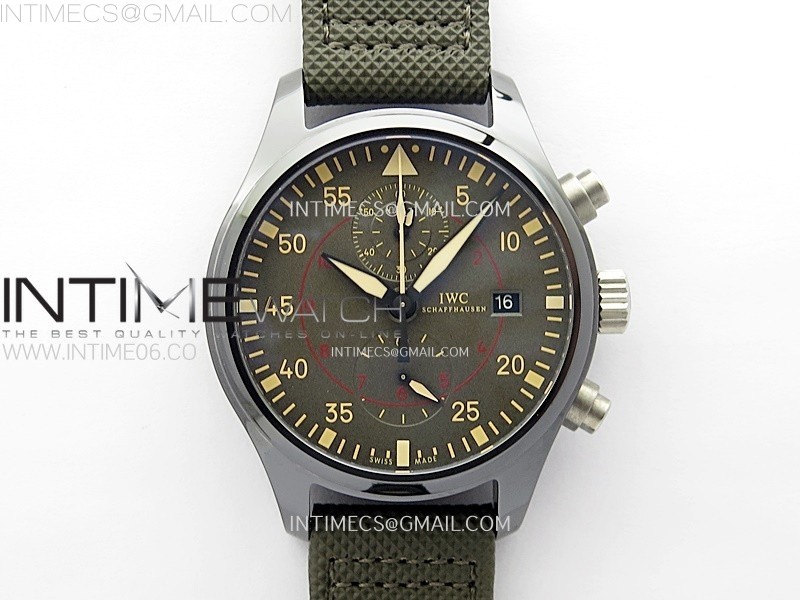 PILOT IW389002 CERAMIC CASE AZF 11 BEST EDITION GREEN DIAL ON GREEN NYLON STRAP A7750 (FUNCTION SAME AS GENUINE)