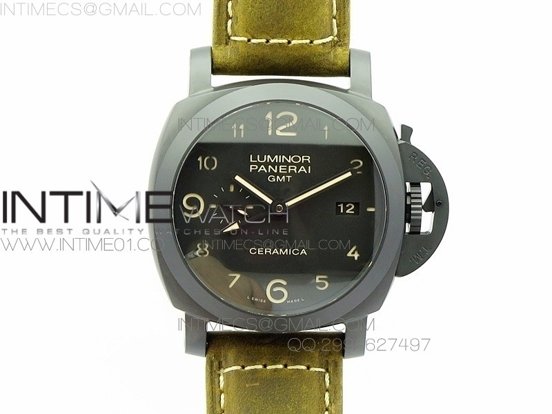 PANERAI 1950 3 DAYS1 PAM 441 O REAL CERAMIC V2 VSF 11 SUPER CLONE P9001 BEST ON BROWN ASSO STRAP