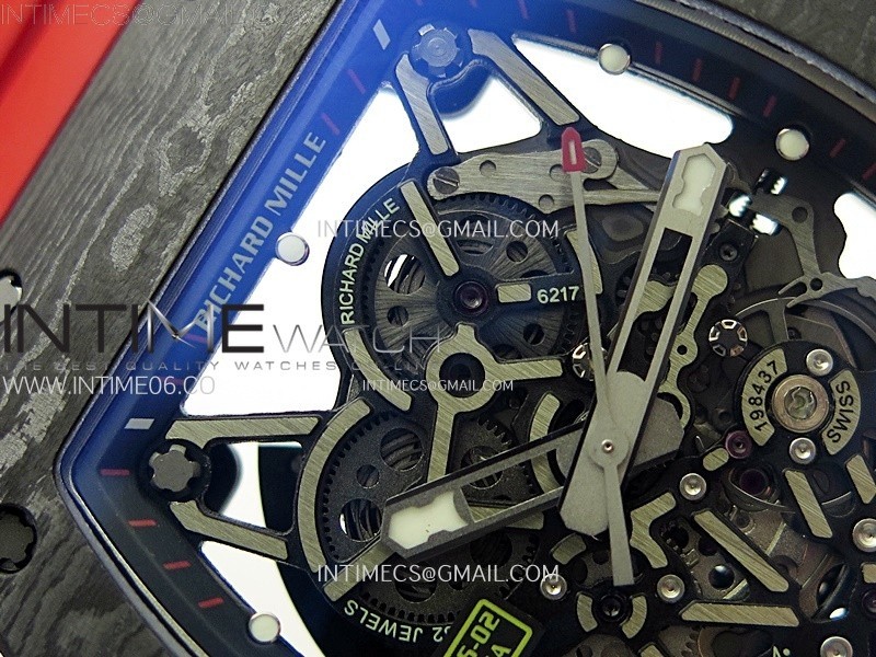 RM035-02 Real NTPT ZF All in one movement 11 Best Edition Skeleton Dial on Red Rubber Strap V5