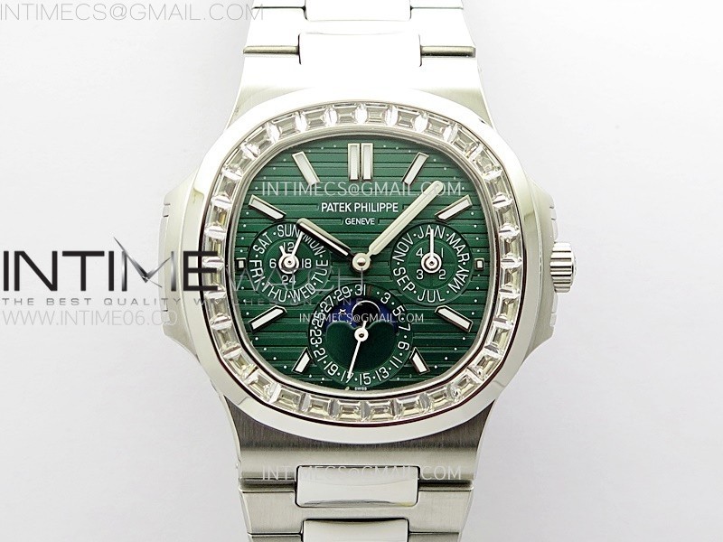 NAUTILUS 5740 T DIAMONDS BEZEL SS TWF BEST EDITION GREEN DIAL ON SS BRACELET A240