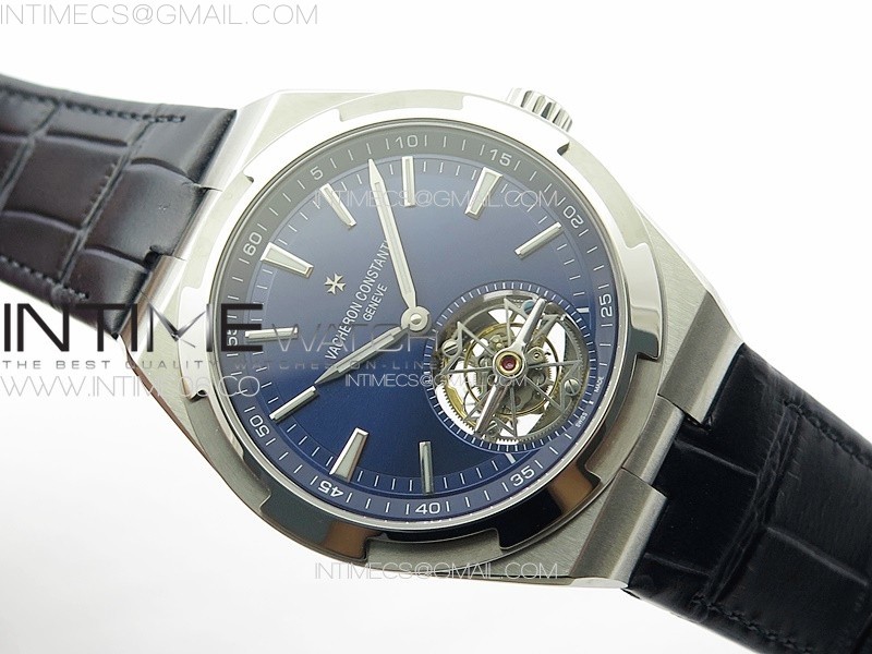 Overseas Tourbillon SS BBR Best Edition Blue Dial on Blue Leather Strap