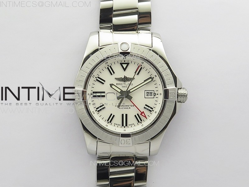 AVENGER AUTOMATIC 43MM GMT SS B50 BEST EDITION WHITE DIAL ON SS BRACELET A2824