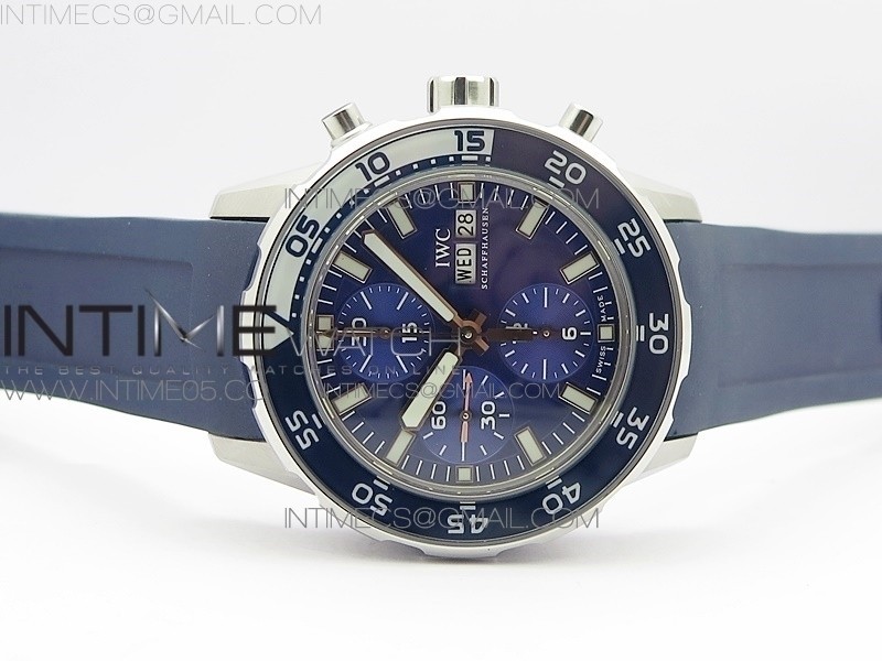 AQUATIMER CHRONO SS BLS BEST EDITION BLUE DIAL ON BLUE RUBBER STRAP A7750