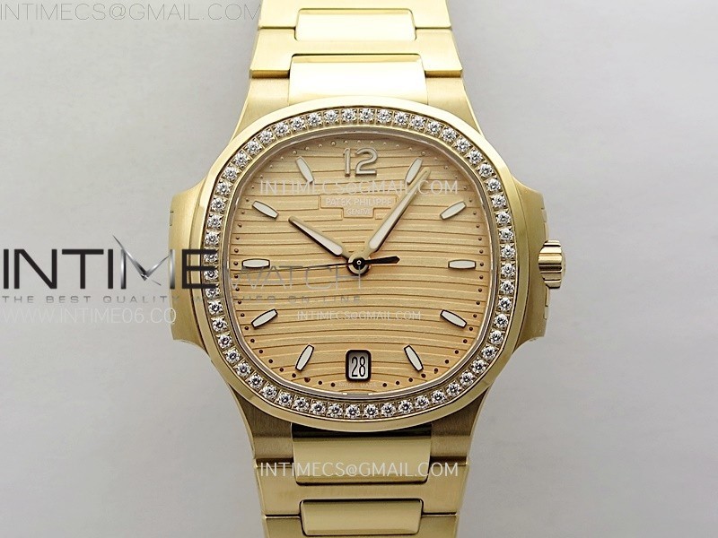 NAUTILUS 7118 NEW VERSION LADIES DIAMONDS BEZEL RG PPF 11 BEST EDITION RG DIAL ON RG BRACELET A324 SUPER CLONE