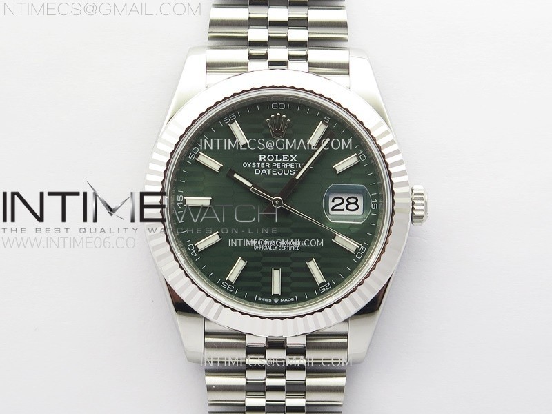 DateJust 41 126334 904L SS VSF 11 Best Edition Green Fluted Dial on Jubilee Bracelet VS3235