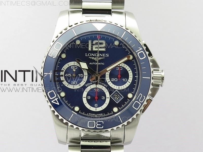 CONQUEST L3.840.4.56.6 REAL CERAMIC BEZEL SS ACF 11 BEST EDITION BLUE DIAL ON SS BRACELET A7750