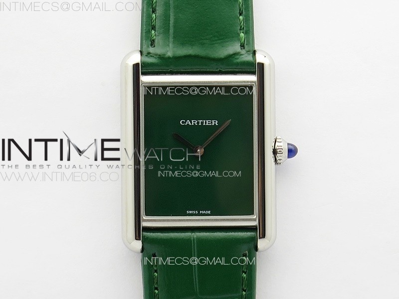 TANK LOUIS LADIES 25MM SS 8848F 11 BEST EDITION GREEN DIAL ON GREEN LEATHER STRAP RONDA QUARTZ