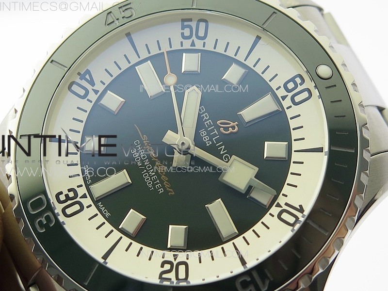 SUPEROCEAN AUTOMATIC 44 GREEN CERAMIC BEZEL TF 11 BEST EDITION GREEN DIAL ON SS BRACELET A2824