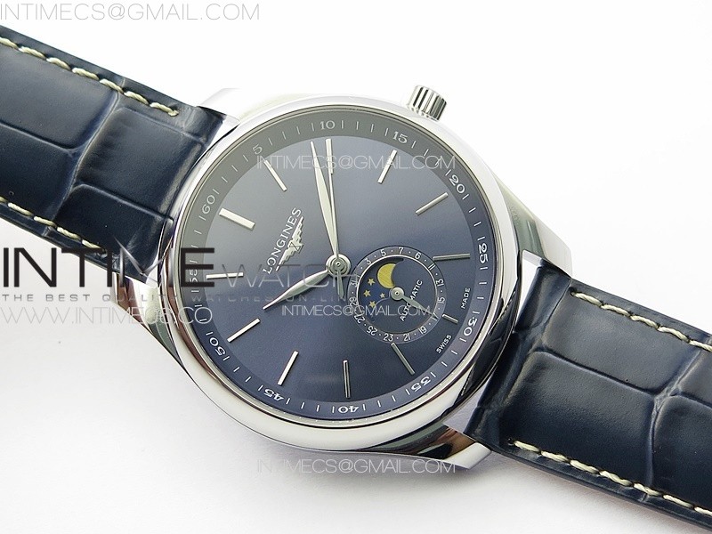 MASTER MOONPHASE SS APSF 11 BEST EDITION BLUE STICK DIAL ON BLUE LEATHER STRAP AL899