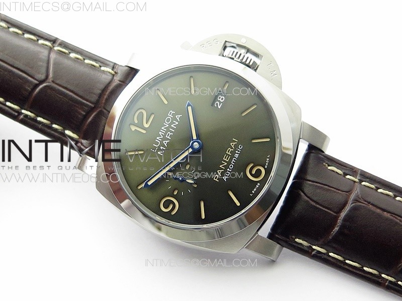 MARINA9 PAM1116 S TTF 11 BEST EDITION DARK GREEN DIAL ON BROWN LEATHER STRAP P9010 V2