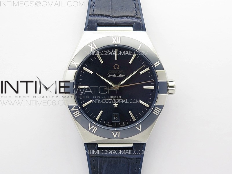 Constellation 41mm Blue Ceramic Bezel VSF 11 Best Edition Blue Dial on Blue Gummy Strap A8900