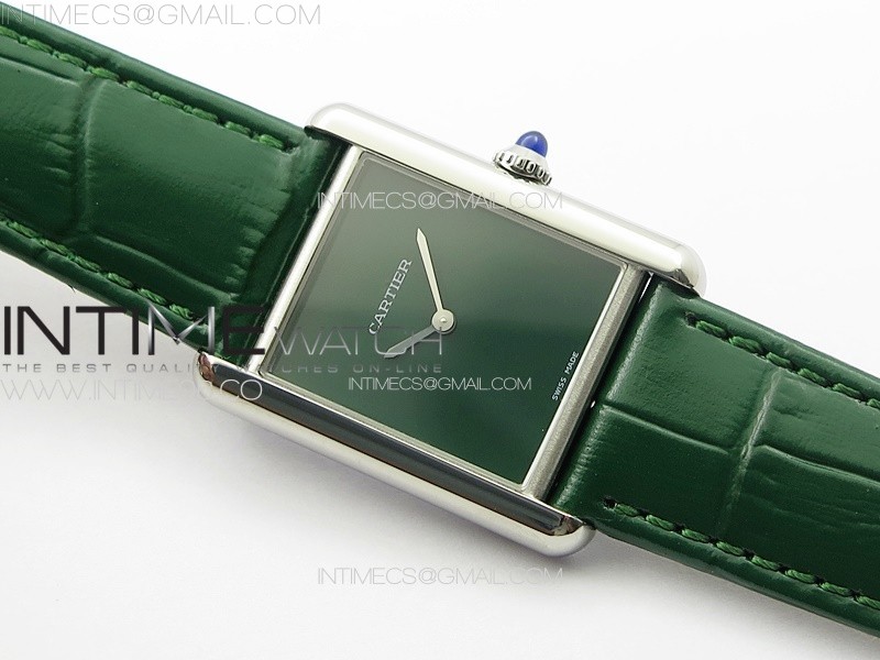 TANK LOUIS LADIES 25MM SS 8848F 11 BEST EDITION GREEN DIAL ON GREEN LEATHER STRAP RONDA QUARTZ