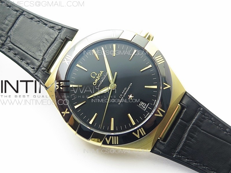 Constellation 41mm YGBlack Ceramic Bezel VSF 11 Best Edition Black Dial on Black Gummy Strap A8900