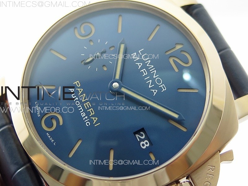 MARINA16 PRE ORDER PAM1114 RG VSF 11 BEST EDITION BLUE DIAL ON BLUE LEATHER STRAP P.9010 SUPER CLONE