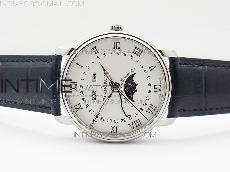 Villeret 6654 SS Complicated Function OMF V2 11 Best Edition White Dial on Black Leather Strap A6654