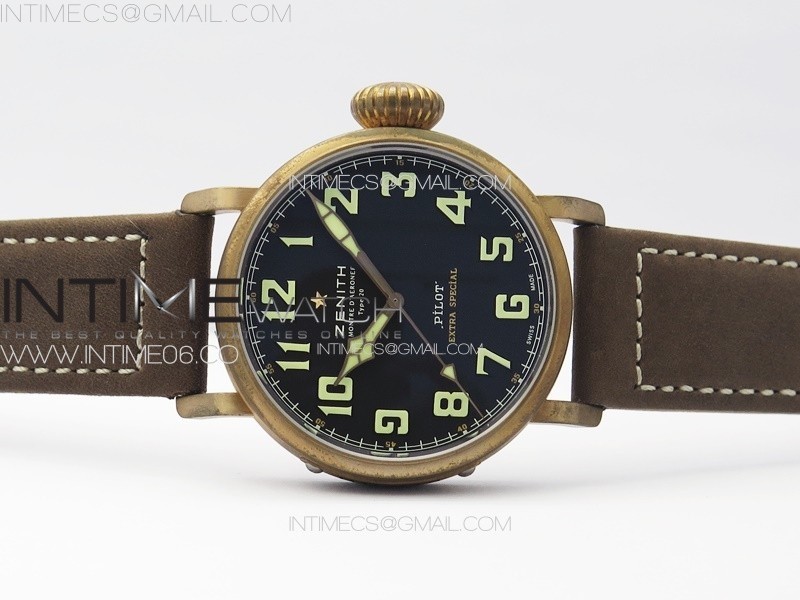 Pilot Type 20 Extra Special Bronze XF 11 Best Edition Black Dial On Brown Asso Strap A2824