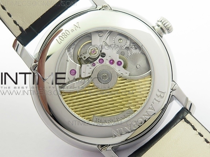 Villeret Quantième Complet 8 Jours SS Complicated Function OMF 11 Best Edition White Dial on Black Leather Strap A6639