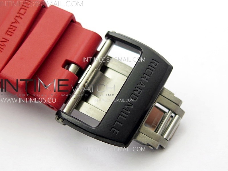 RM035-02 Real Red NTPT Carbon ZF 11 Best Edition Skeleton Dial on Red Rubber Strap V5