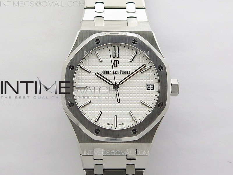 Pre Order Royal Oak 41mm 15500 SS APSF 11 Best Edition Silver Textured Dial on SS Bracelet A4302 Super Clone