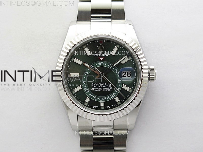 Sky-Dweller 326934 904L SS ZF 11 Best Edition Green Dial on SS Bracelet Asian 2824