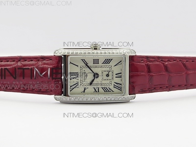 DOLCEVITA SS CRYSTAL BEZEL 8848F 11 BEST EDITION IVORY WHITETEXTURED DIAL ON PURPLE CROCO LEATHER STRAP CAL.L178.2