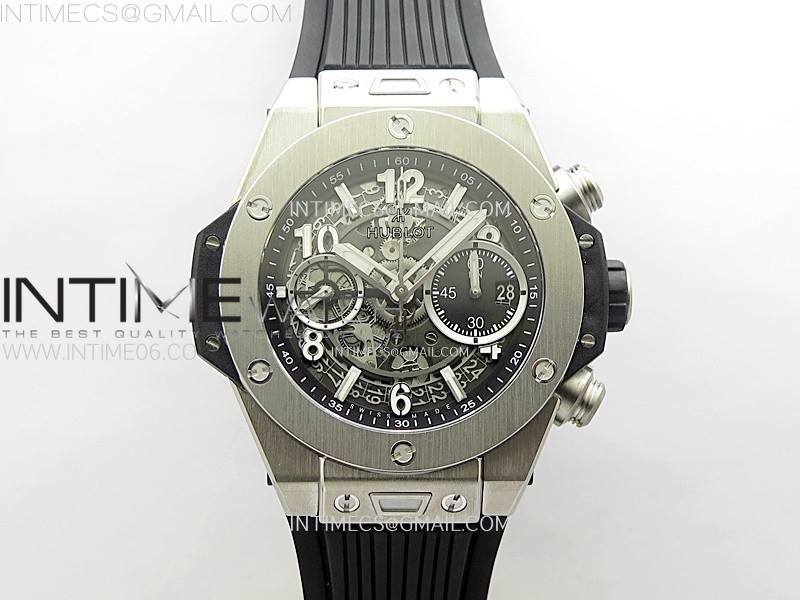 HUBLOT BIG BANG UNICO 42MM TITANIUM BBF 11 BEST EDITION BLACK SKELETON DIAL ON BLACK RUBBER STRAP A1280