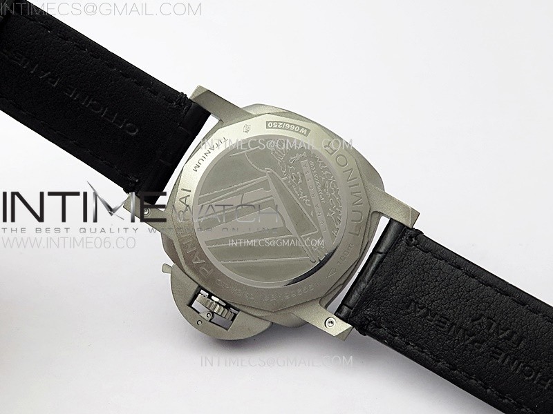 PAM1096 W Luminor GMT 42mm Titanium VSF 11 Best Edition Black Dial on Black Leather Strap P.9011 Super Clone