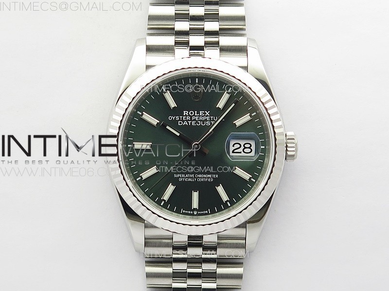 DateJust 36 SS 126234 VSF 11 Best Edition 904L Steel Green Dial on Jubilee Bracelet VS3235