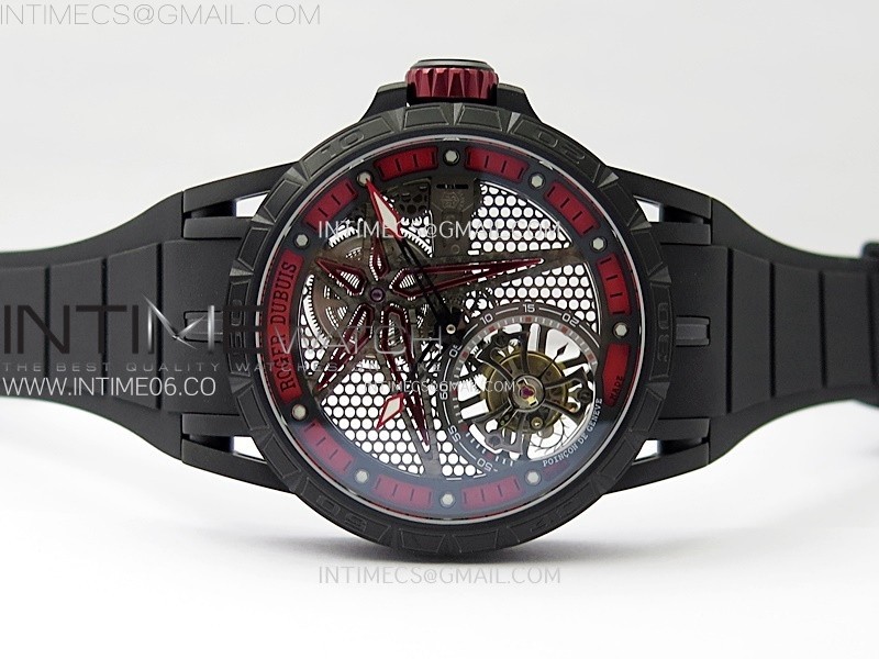 Excalibur Rddbex0815 DLC Ti BBR Best Edition Red Skeleton Dial on Black Rubber Strap Asian RD505SQ