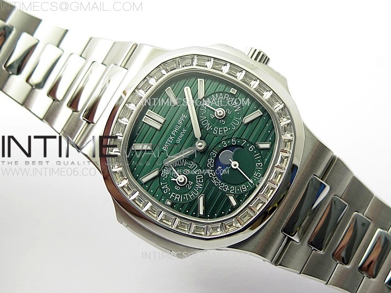 NAUTILUS 5740 T DIAMONDS BEZEL SS TWF BEST EDITION GREEN DIAL ON SS BRACELET A240