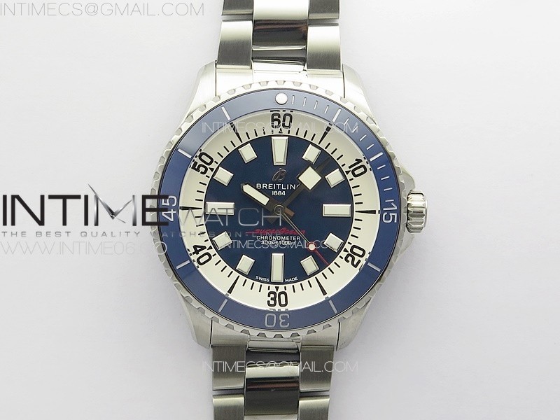 SUPEROCEAN AUTOMATIC 44 BLUE CERAMIC BEZEL TF 11 BEST EDITION BLUE DIAL ON SS BRACELET A2824