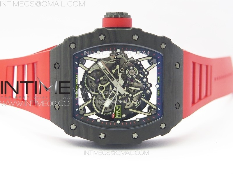 RM035-02 Real Forge Carbon ZF 11 Best Edition Skeleton Dial on Red Rubber Strap NH05A V3+