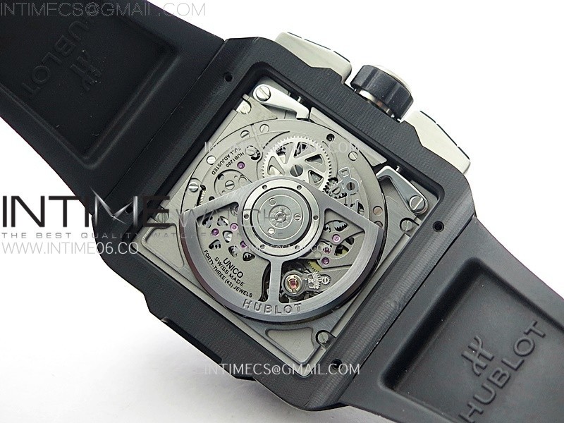 SQUARE BANG UNICO 42MM TITANIUMCERAMIC BBF 11 BEST EDITION SKELETON DIAL ON BLACK RUBBER STRAP A1280