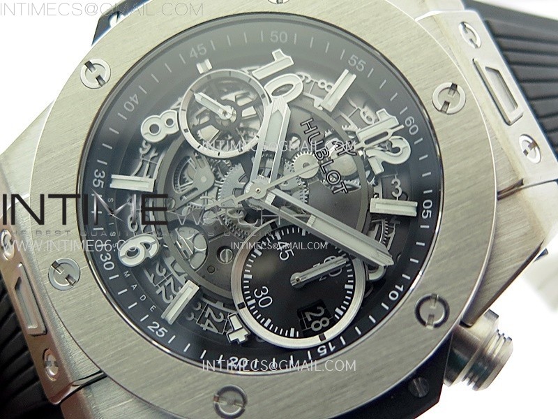 HUBLOT BIG BANG UNICO 42MM TITANIUM BBF 11 BEST EDITION BLACK SKELETON DIAL ON BLACK RUBBER STRAP A1280