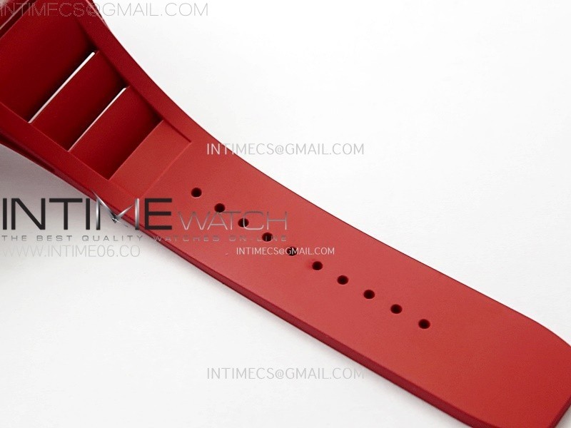 RM035-02 Real Red NTPT Carbon ZF 11 Best Edition Skeleton Dial on Red Rubber Strap V5